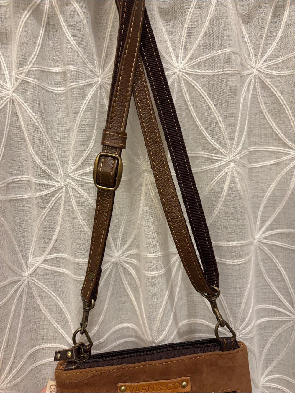 Vaan & Co Suede Tassel Accent Crossbody Bag - Brown - Picture 4 of 12